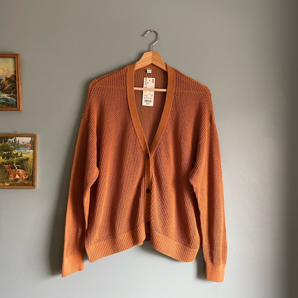 Uniqlo open knit cotton spring cardigan Size XXL